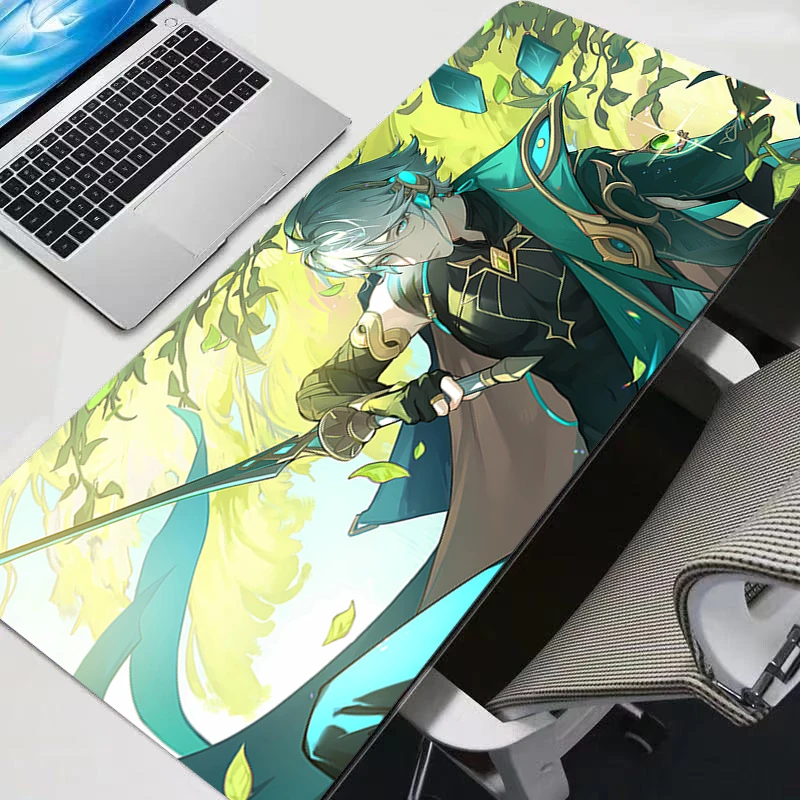 

Large Mouse Pad Carpet Laptop Mini Pc Gamer Keyboard Mat G-genshin Impact Alhaitham Mousepad Edge White Tassel Rubber Table Mat