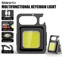 Super Bright MlNl coB Keychain Flashlight charging Lamp camping Lights with Magnet 4 Lighting Modes for camping Home