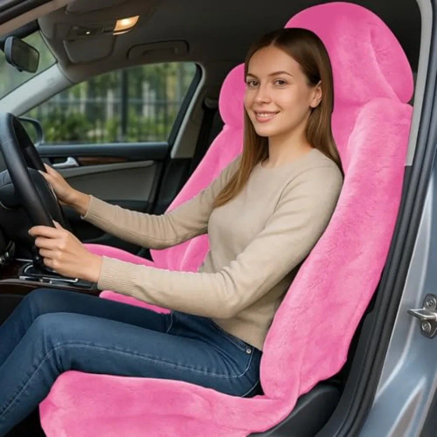 

1 PCS, Plush Fuzzy Fur Seat Protector for Winter, Universal Soft Faux Sheepskin Car Seat Cushion for Women Girls Interior Acces