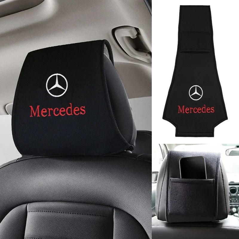 Car Anti-dust Headrest Cover Cotton Neck Pillow Case for Mercedes Benz W156 W204 W205 W210 W211 W213 C E Class GLA GLK ML GL GLC