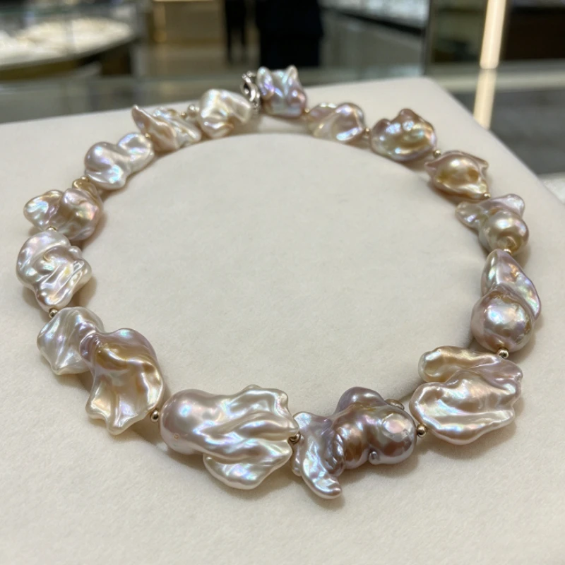 Set of Huge Baroque Pearl Necklace, Irregular Shape Pearls, Single Strand, Women Daily Jewelry