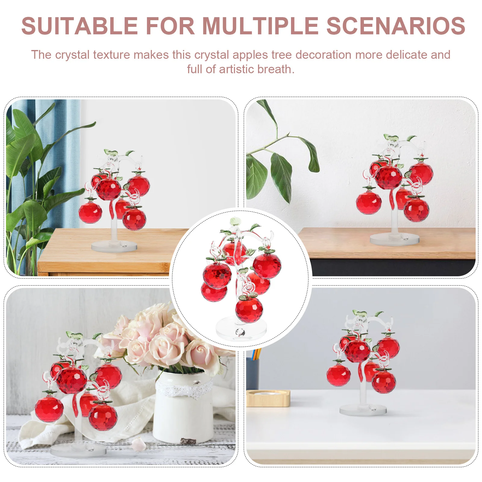 

Home Decoration Artificial Tree Apples Sculpture Room Decorations Crystal Craft Figurine