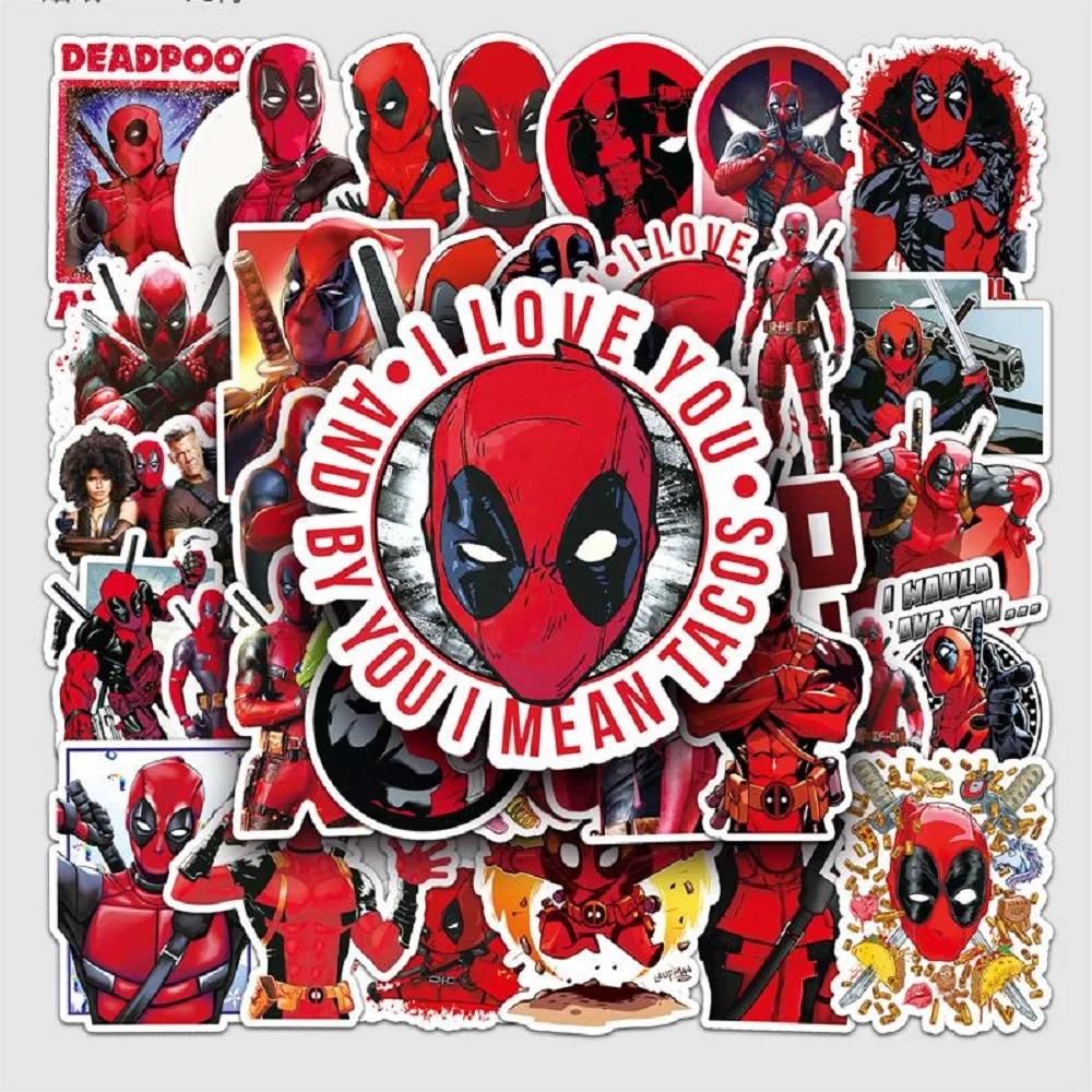 50Pcs/Set Superheroes Deadpool Stickers Cartoon Graffiti Notebook Stationery Skateboard Waterproof DIY Ornament Plaything