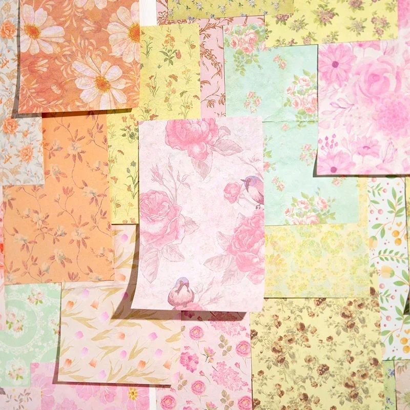 100 folhas material papel flor nota rosas embrulhando presente scrapbooking fundo conta decoração bloco de memorando livro 144*94mm