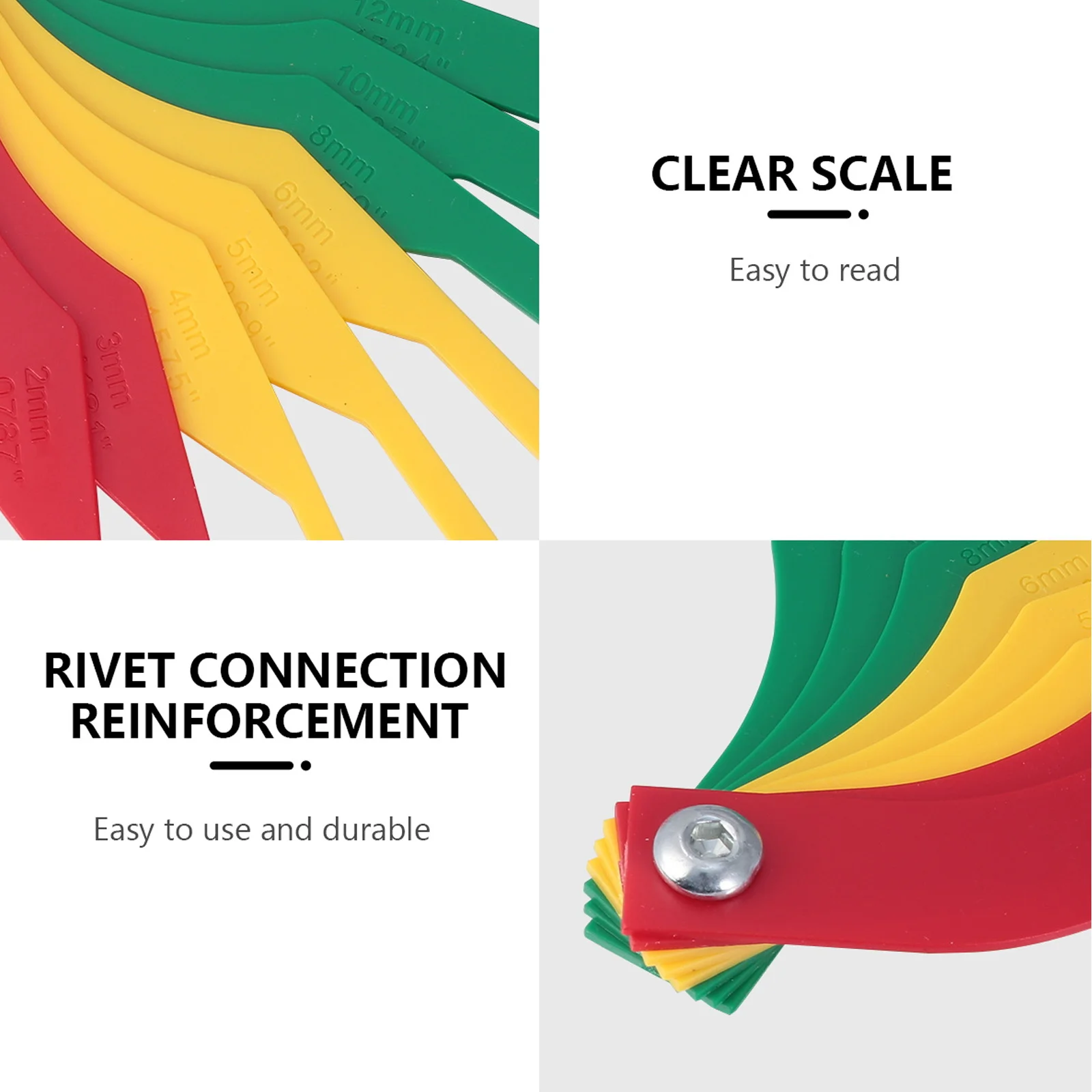 Jauge d'épaisseur de tampon, outil de mesure en plastique codé de couleur pour l'inspection des freins de voiture automobile, règle de détection rapide, jauge de voiture