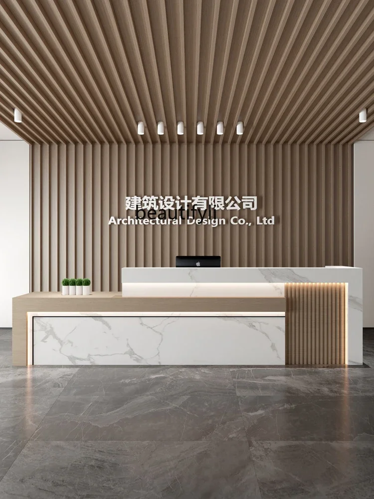 Modern Minimalist Hotel Lobby Sales Department Reception Desk Chinese Cashier Desk Beauty Salon Training Institution Front Desk