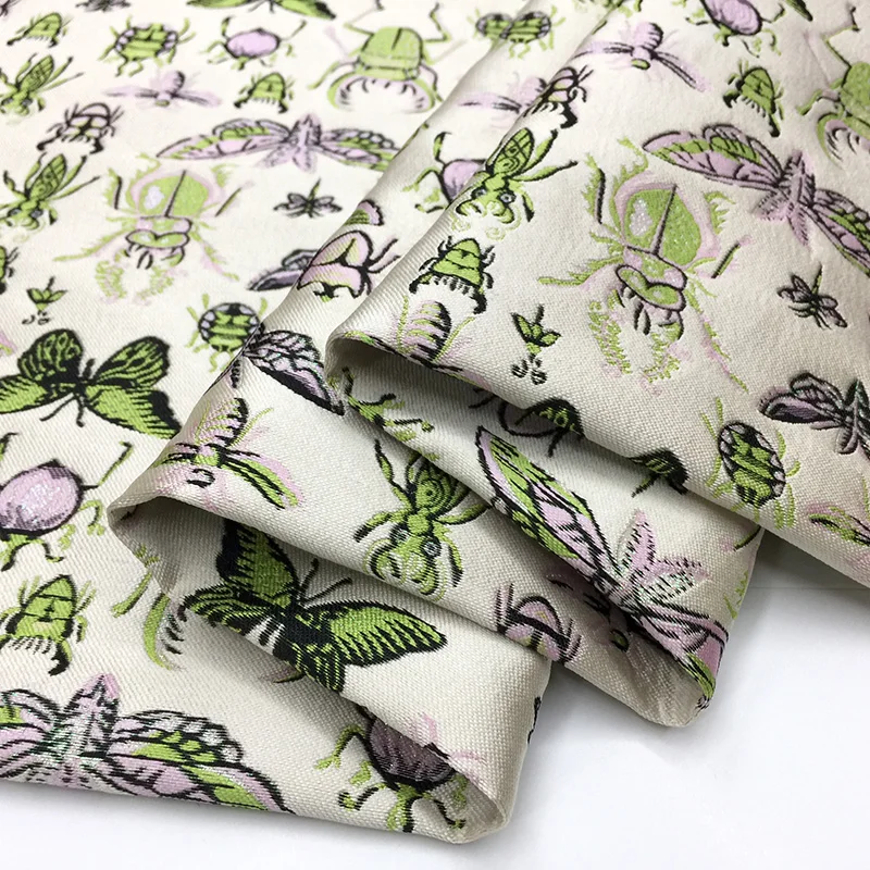 Yarn Dyed Jacquard Cartoon Insect Puffy Dress Clothing Spring Summer Fashion Design Sewing Wholesale Material Cloth by the Meter