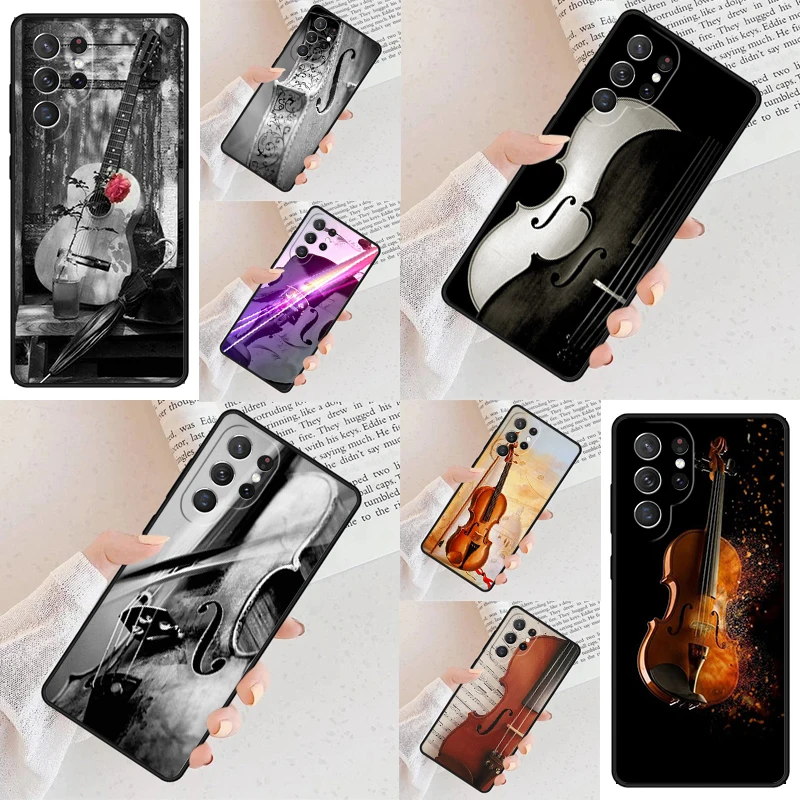 Musical Cello Violin Phone Case For Samsung Galaxy S24 S23 S22 S21 Ultra S10 Note 10 Pro S20 Plus FE S9 S8 Cover