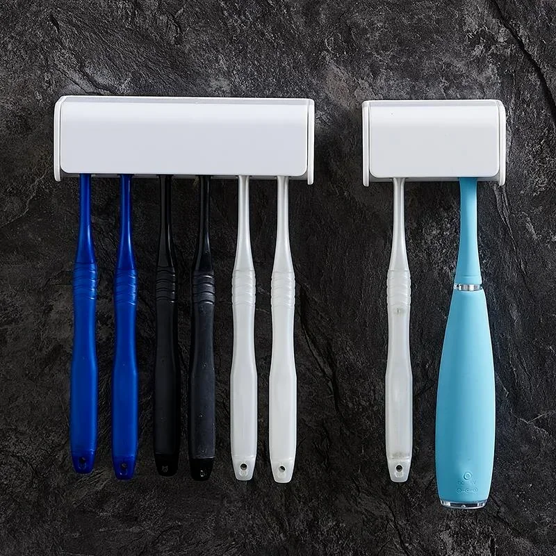 1pc Bathroom Toothbrush Holder Wall Mounted Toothpaste Rack Punch-free Tooth Brush Storage Holder Bathroom Accessories