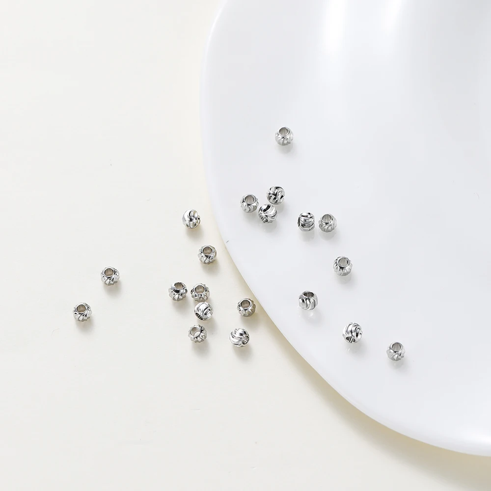 50 Stück DIY Schmuckzubehör 14K 18K vergoldet gestreifte Schliffblumenperlen 2,5 3 4 5 6mm Abstandsperlen Bulk Handperlenmaterial