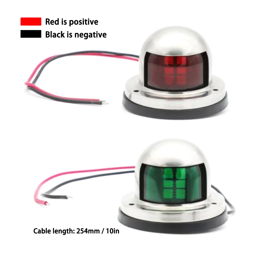 2Pcs Red Green LED Boat Navigation Light 12V Sailing Signal Lamp Marine Yacht Warning Lights Spot Light