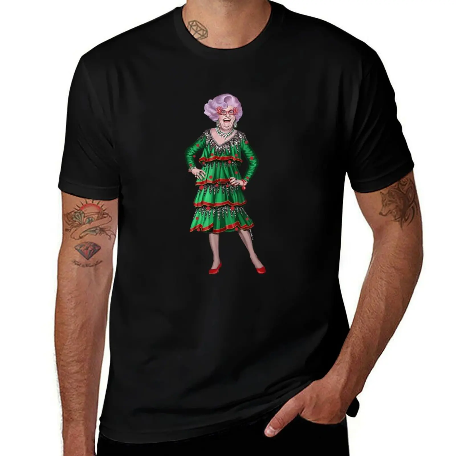 Dame Edna Everage Christmas Frock by James Brennan T-Shirt Summer Holiday Casual Tee T-Shirt