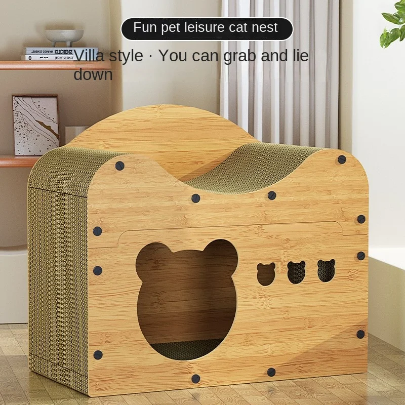 

Cat Litter Cat Scratching Board All-in-one Wooden Vertical Sofa Corrugated Paper Cat House Scratch-resistant Cat Toys 2024 News