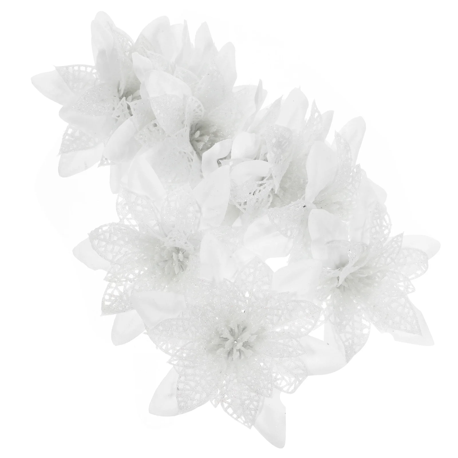 

12 Pcs Faux Flowers Decorative Artificial Poinsettiapoinsettia White Poinsettias Large Decoration