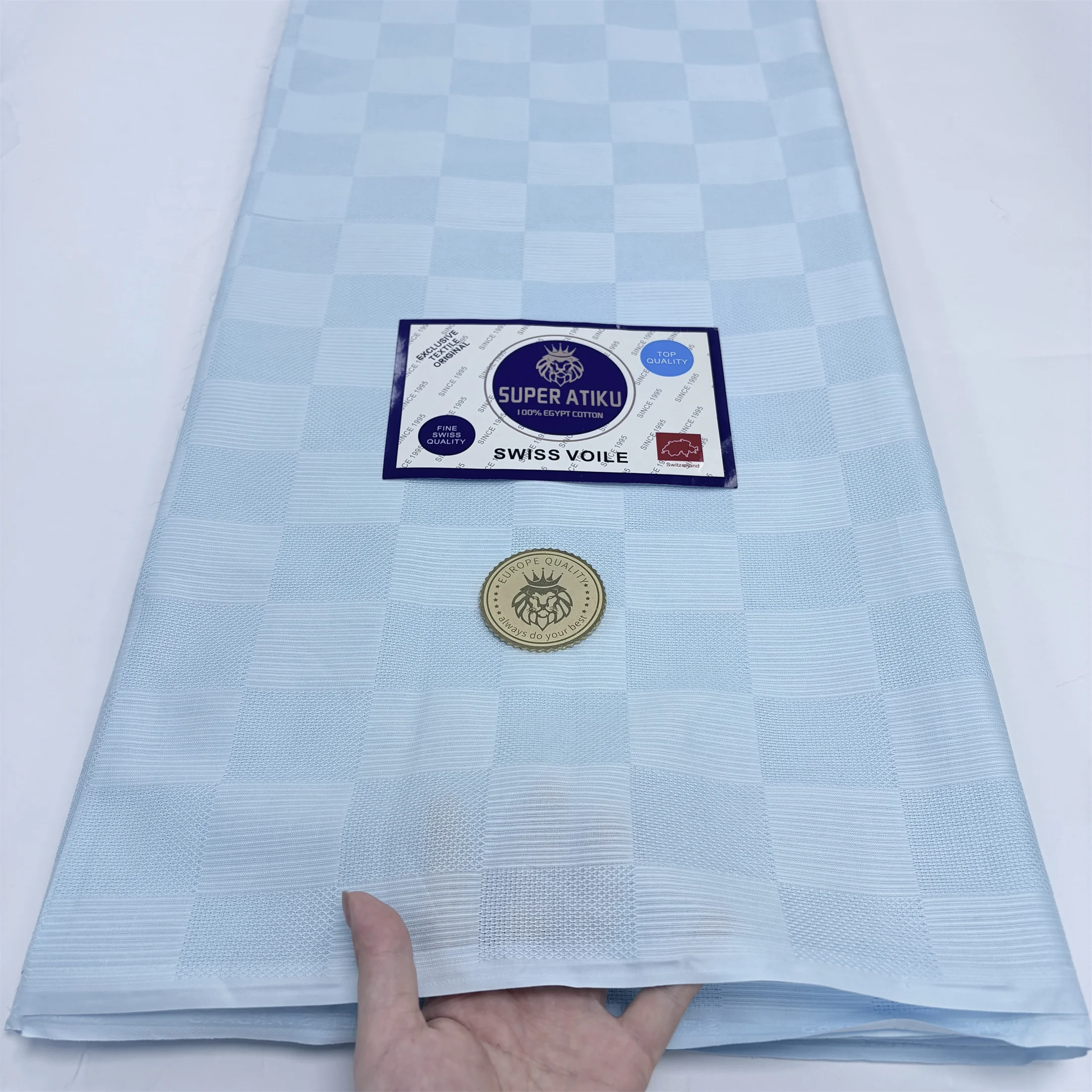 2026 New Fashion 5yards Soft Nigeria Atiku Cotton Material for Men, 100% Cotton Swiss Voile Fabric, African Suit Making ZF6-816
