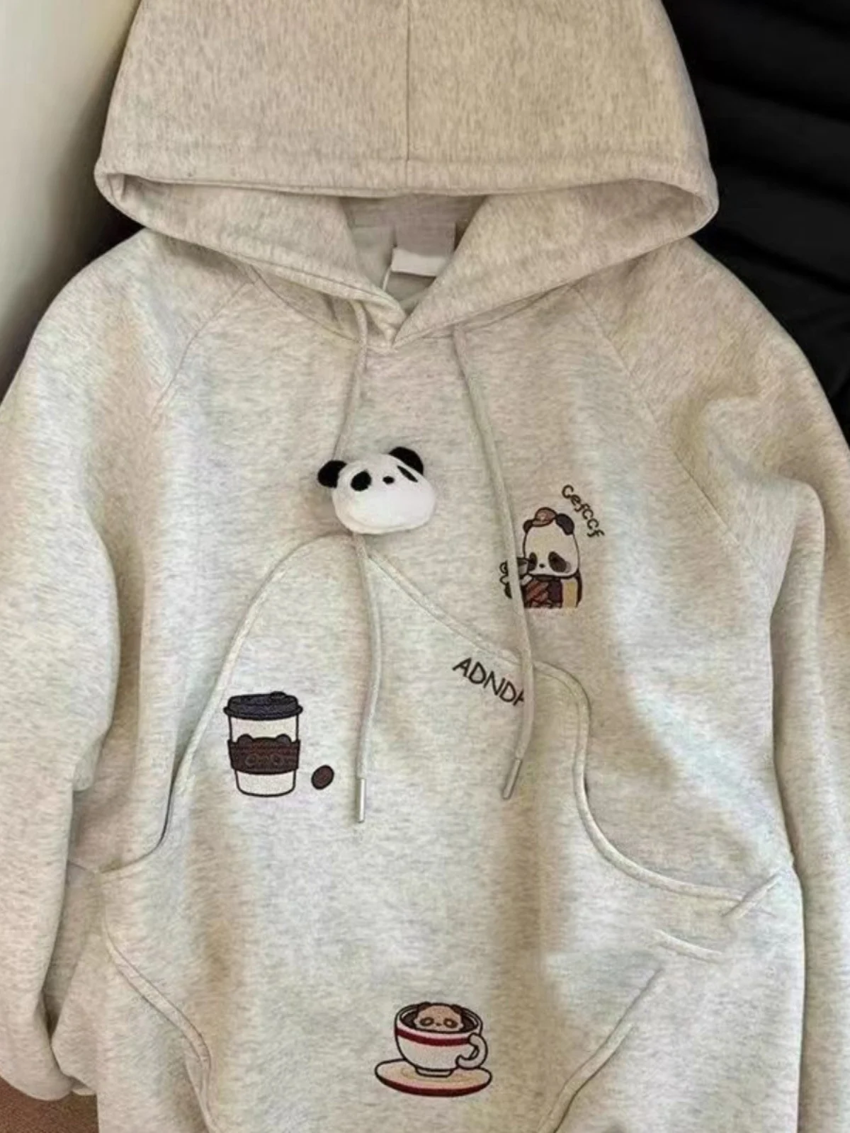 Cartoon Hooded Women's Pullover Doll Teddy Bear Hoodie Autumn Winter Hooded Pocket Embroidery Loose Versatile Coat 2024 New