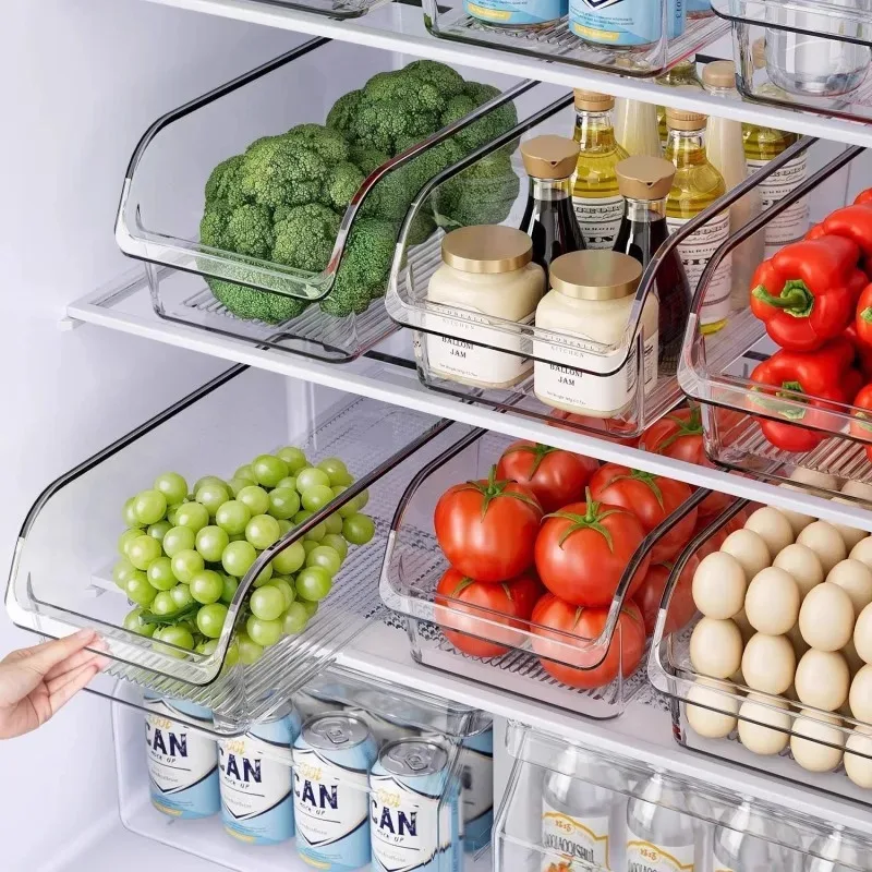 1/2pcs Fridge Organizer Refrigerator Organizer Bins Reusable Food Storage Containers Fridge Drawer Organizer in Home Kitchen