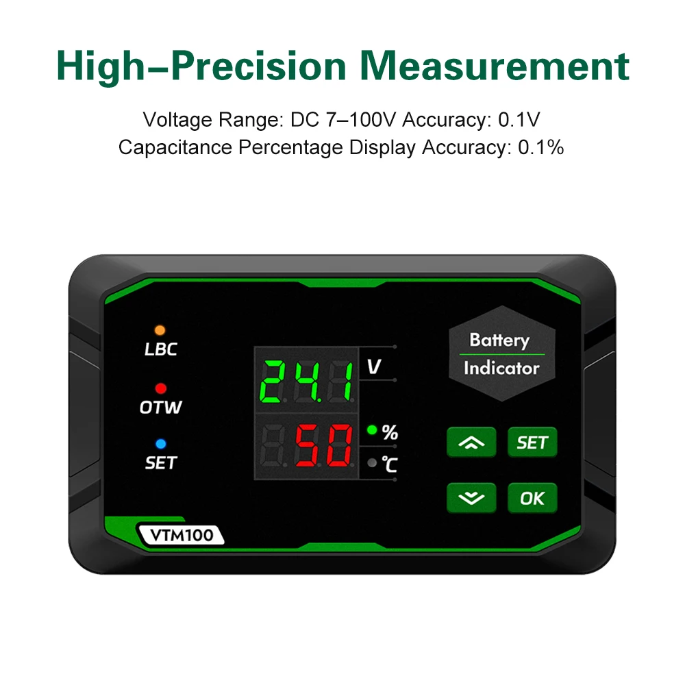 Digital Battery Voltage Capacity Tester DC7-100V Intelligent Safety Protection for Acidic Ternary Lithium Phosphate Battery