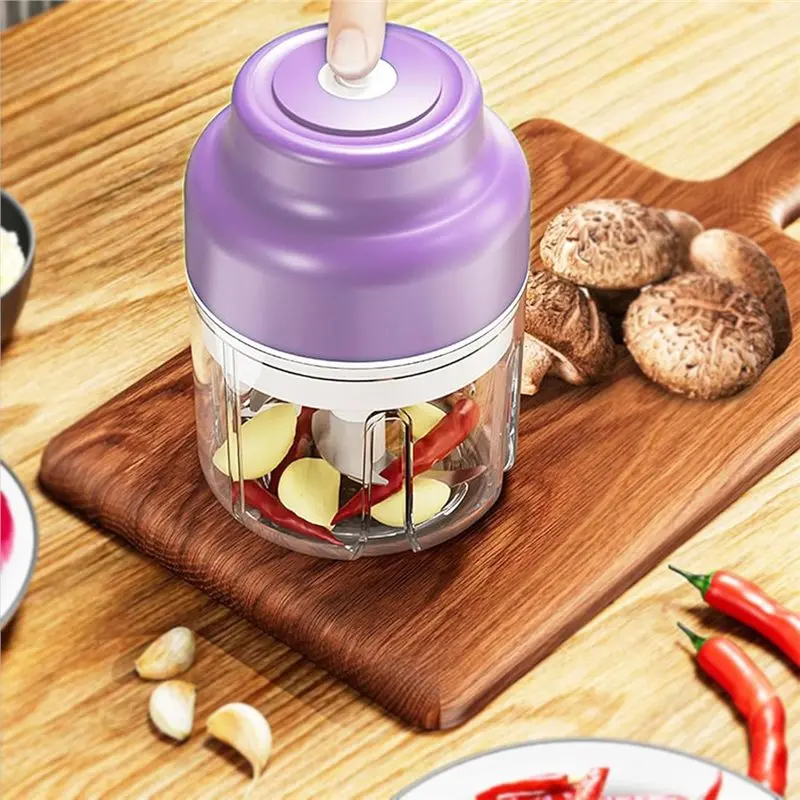 【RECOMMENDED】Portable 320ML Electric Garlic Chopper, Rechargeable Veggie Chopper, Vegetable Chopper, Garlic Grinder Masher, Onio