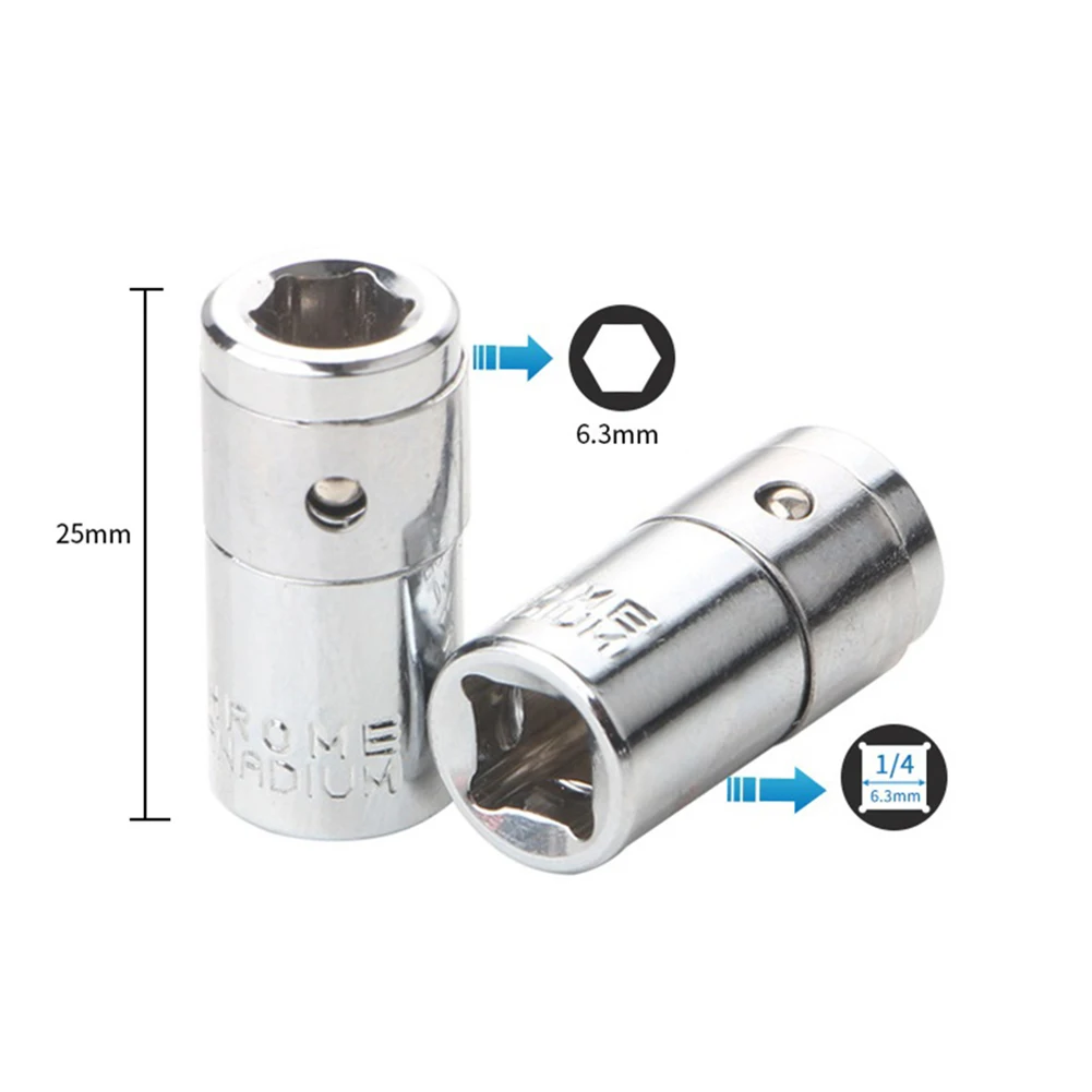 Strong Silver Chrome Vanadium Steel 2pcs 14\\ Square Drive to 14\\ Hex Socket Bits Converter Screwdriver Bit Adapter