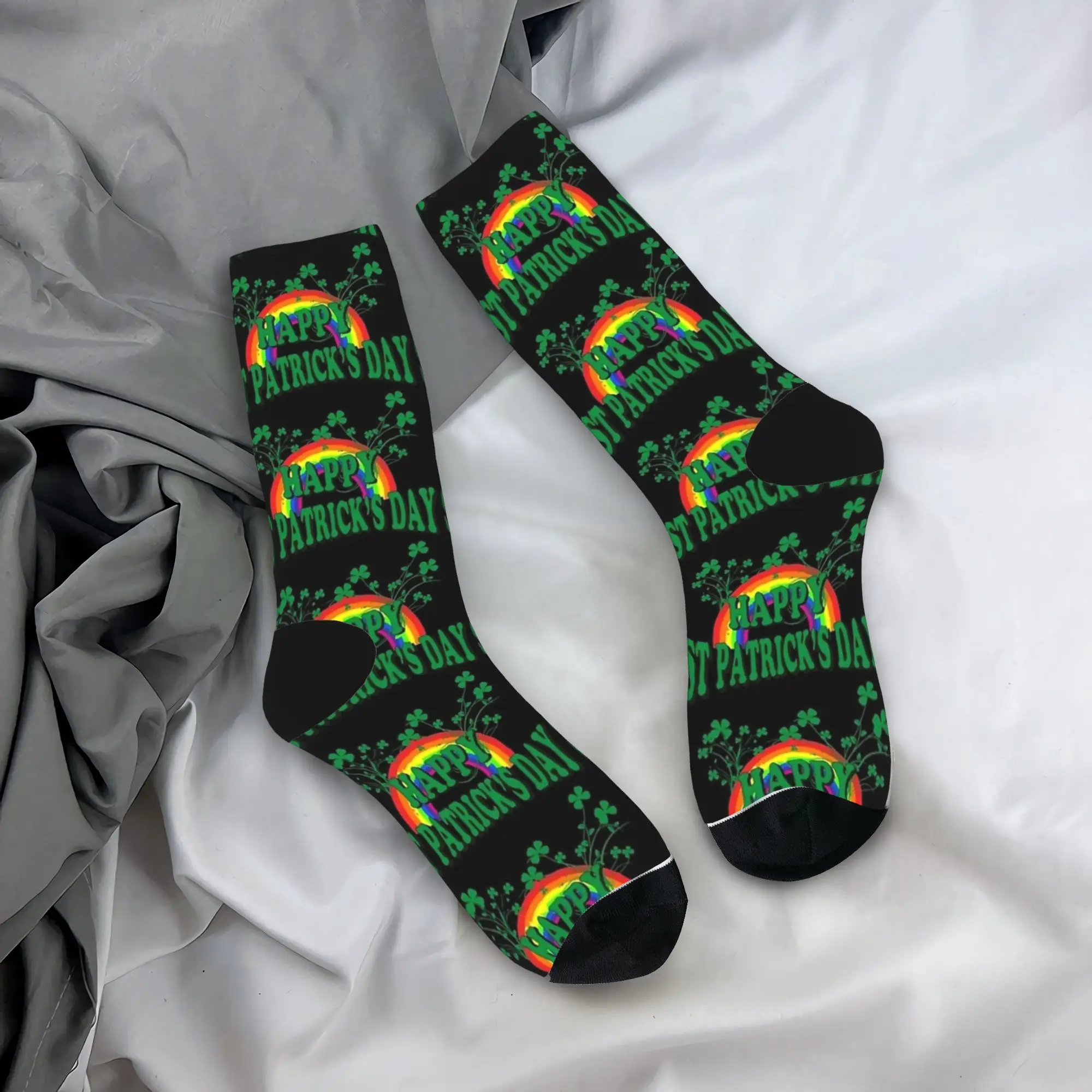 

St Patricks Day Rainbow Socks Autumn Stockings Novelty Men's Comfortable Socks Graphic Skateboard Anti Slip Socks