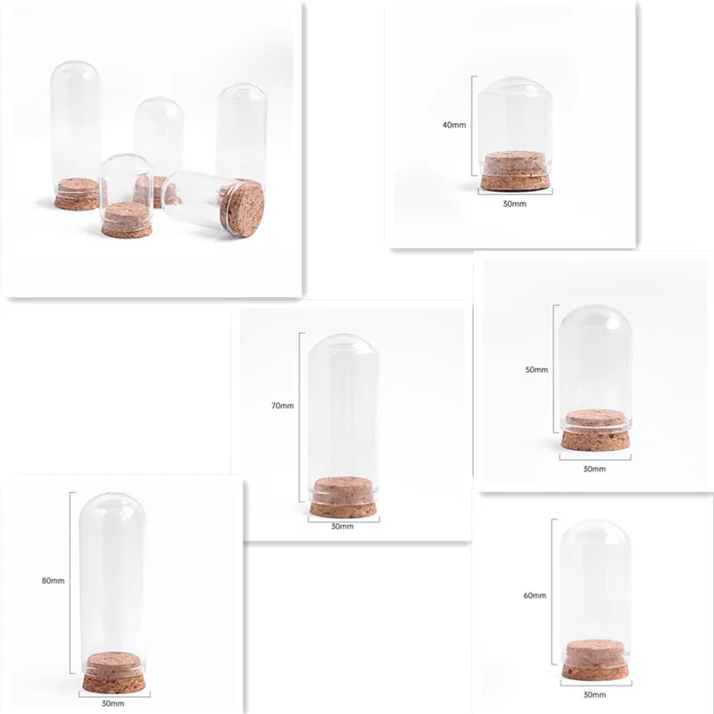 

300pcs Dia 30mm Mini DIY Glass Tube Bell Jar Display Case Dome with Cork Base for Home Wedding Parties Decoration