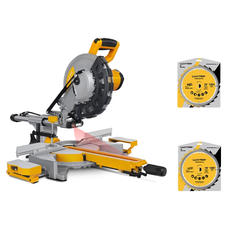 254mm 2400W Sliding Miter Saw + 1pc 255mm 120T Blade For Wood Cutting + 1pc 255mm 120T Blade For Aluminium Cutting