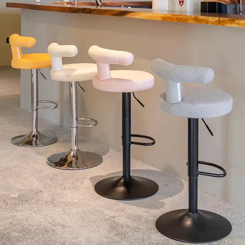 Nordic Style Round Stool: Front Desk Cash Register Lift Back High Chair Fashion Bar Chair for Coffee Shops and Milk Tea Shops