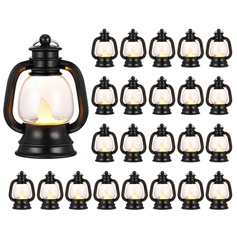 

BAAJ-24 шт. Черные электронные светодиодные фонари-свечи, мини-фонарики, подвесные светильники, беспламенные LED-лампы, имитирующие масляные лампы, для дома и Рождества