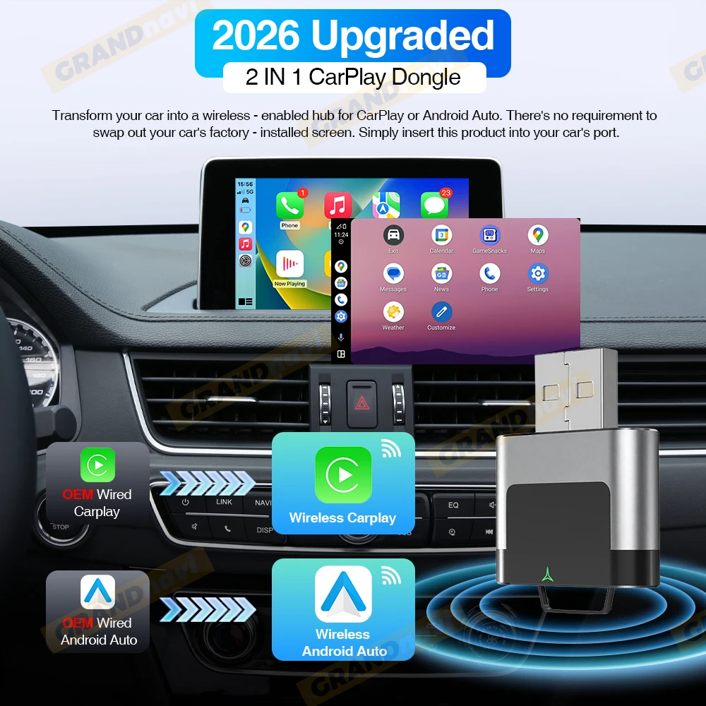 

CarPlay Wireless Orange Adapter 2026 New Plug & Play Auto Connect No Delay Converts Wired to Wireless iPhone & Android