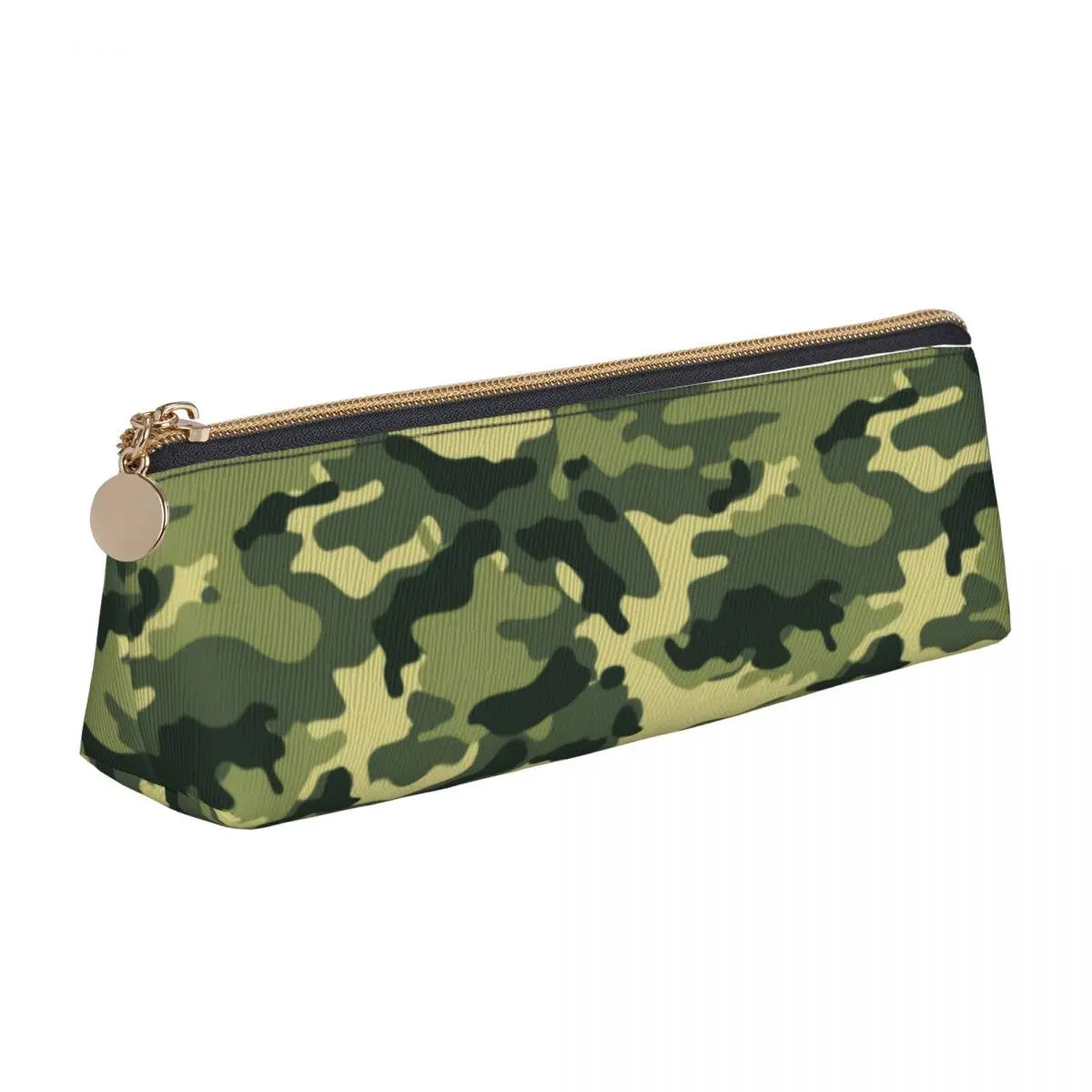 Woodland Camouflage Triangle Pencil Case Army Camo Print Elementary School Large Zipper Pencil Box Boy Girl Cute Leather Pen Bag