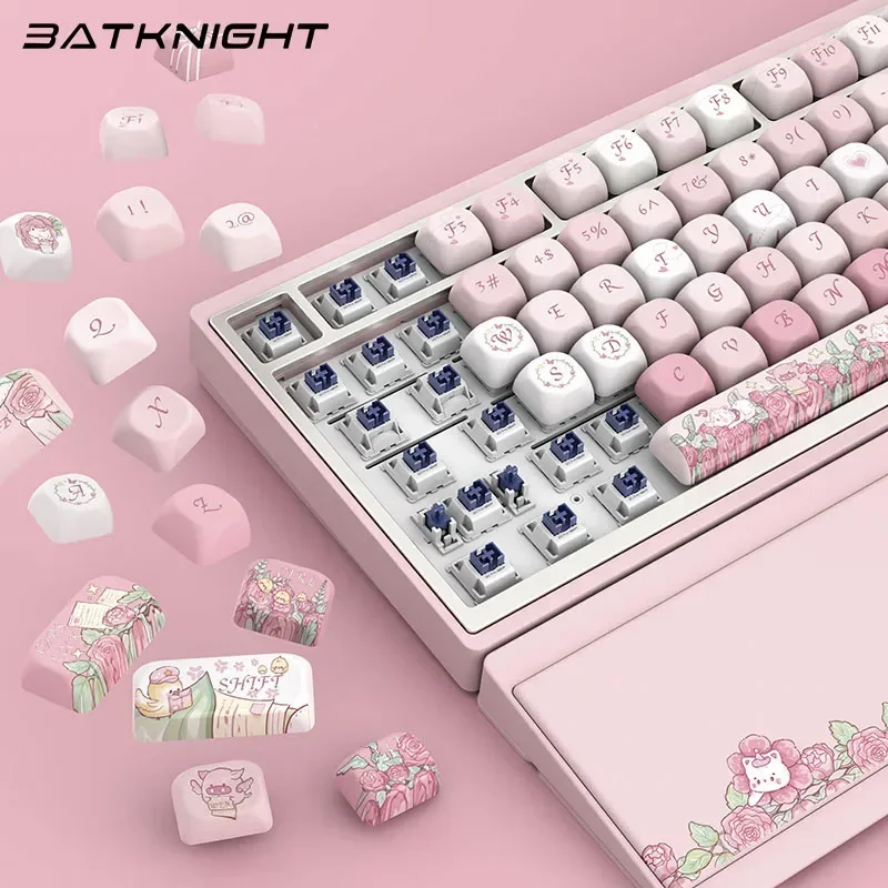 Imagem -03 - Batknight-teclado de Jogo Mecânico sem Fio Descanso Bluetooth Gamer Hot-swap Bk75 Liga Rosa Tri-mode Bk75