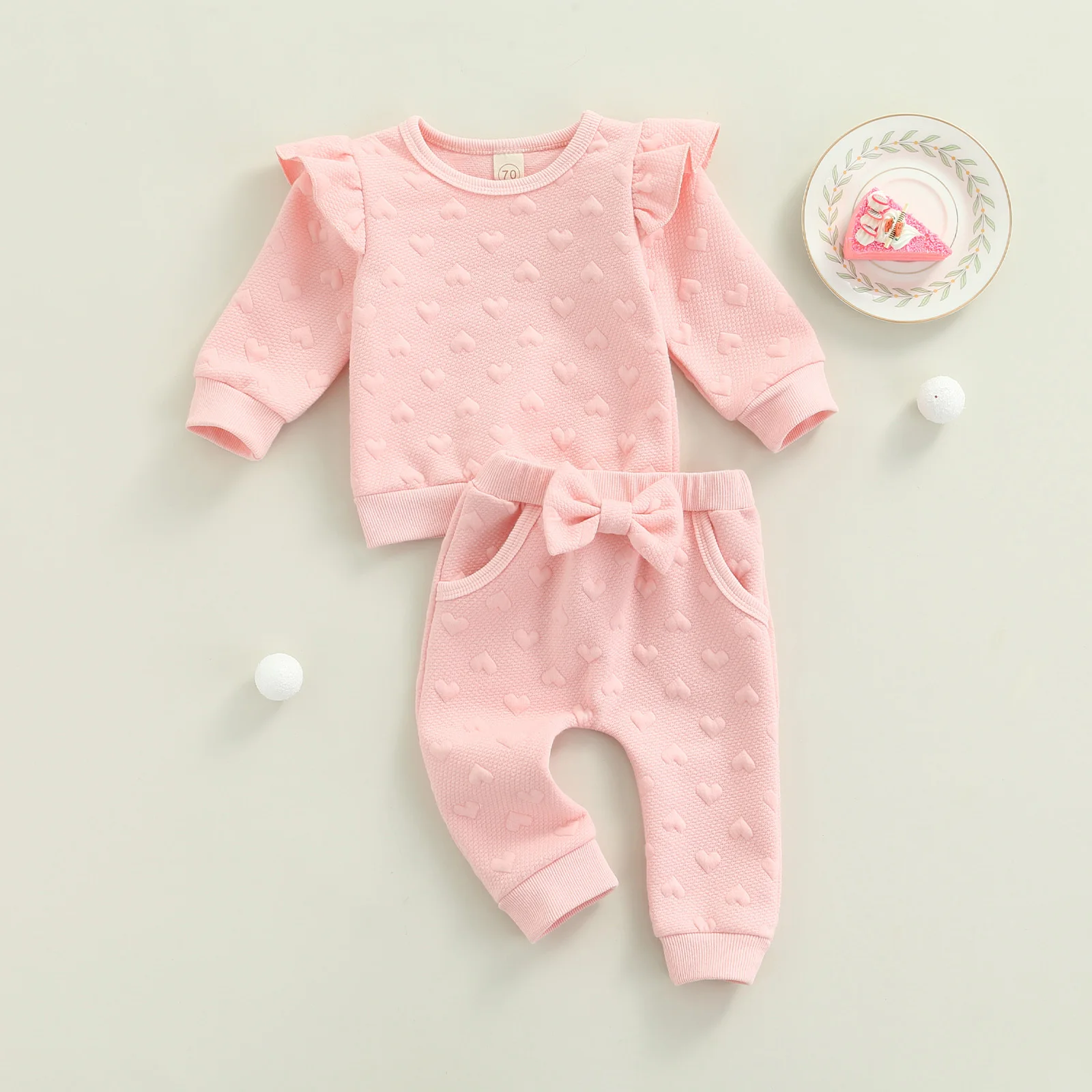 2021-10-22 Lioraitiin 0-24M Newborn Infant Baby Girl 2Pcs Autumn Clothing Set Long Sleeve Heart Printed Top Shirt Long Pants