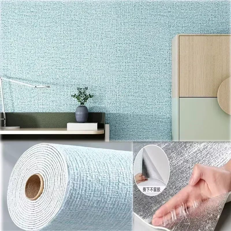 50cm Wide Linen 3D Wall Sticker Self-Adhesive Thickened Waterproof Wallpaper for Livingroom Bedroom Kitchen Decor Wallpaper image 3