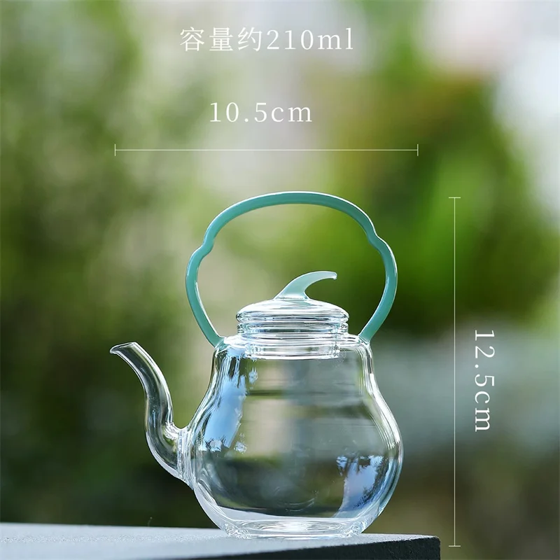 210ml  Pear Shape Heat Resistant Small Glass Teapot High Borosilicate For Hot Beverages Tea Kettle For One Person Tea Maker