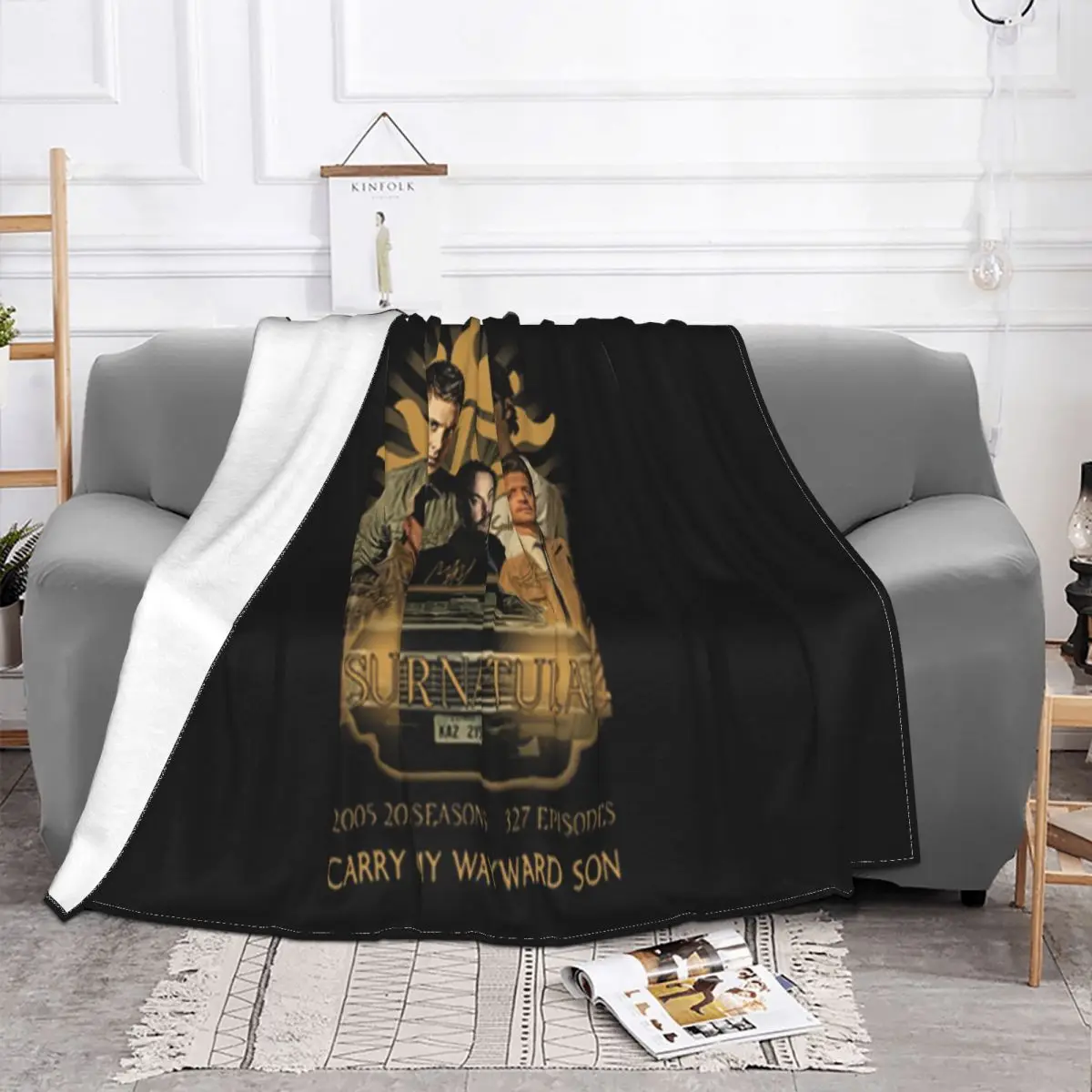 Supernatural 2005 2020 15 Seasons Carry On My Wayward Son Leisure Pure Colour Dj Fashion Throw Blanket