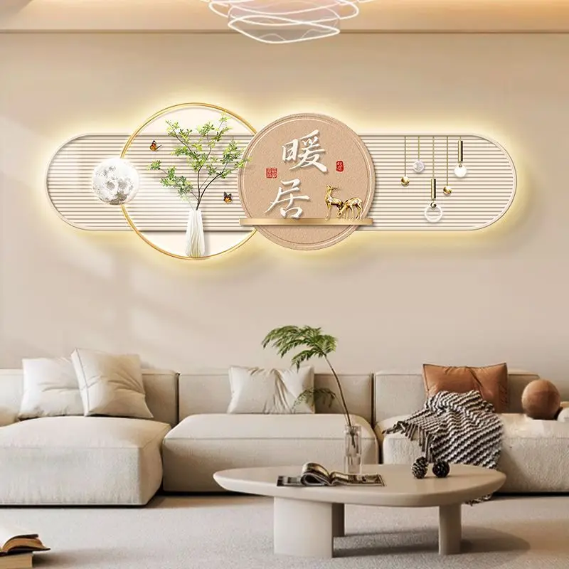 2025 new simple living room decorative light painting new warm house creative light mural light background wall