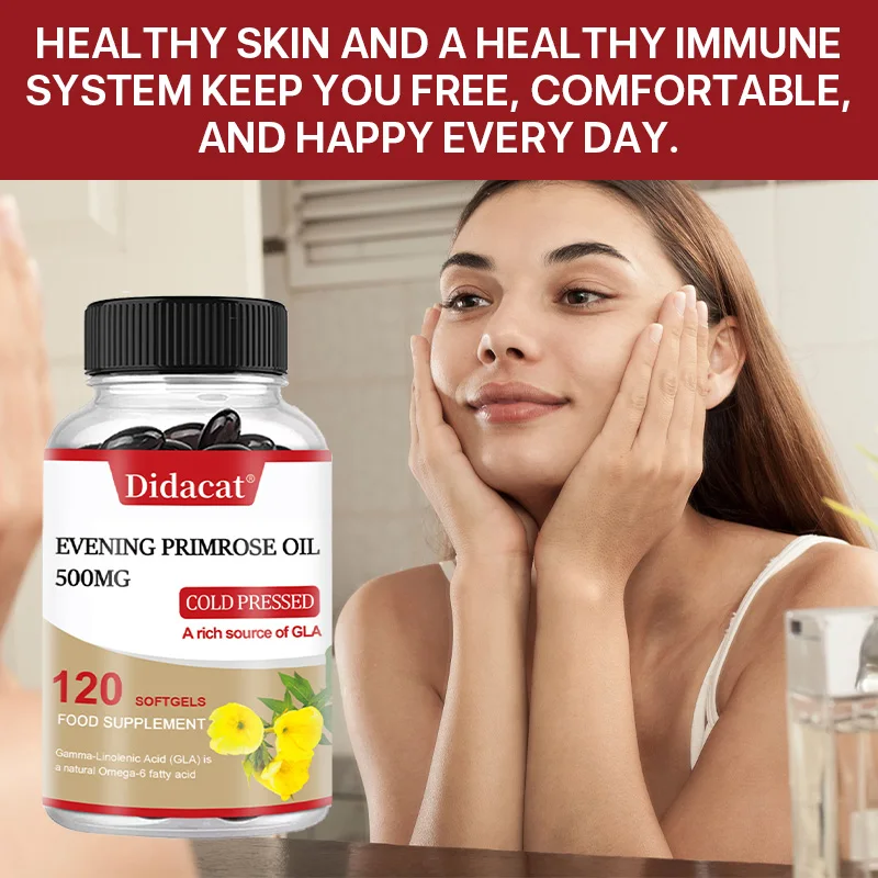 كبسولات زيت زهرة الربيع المسائية، زيت مضغوط على البارد، تعزز صحة البشرة، دعم غذائي للنساء، غير وراثيًا، 120 كبسولة