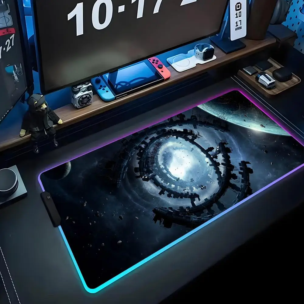 

Коврик для мыши Sci Fi Outer Space RGB Gaming Mousepad Большой светодиодный коврик для ПК Настольный коврик Светящийся коврик для мыши Большие коврики для клавиатуры Настольный коврик с