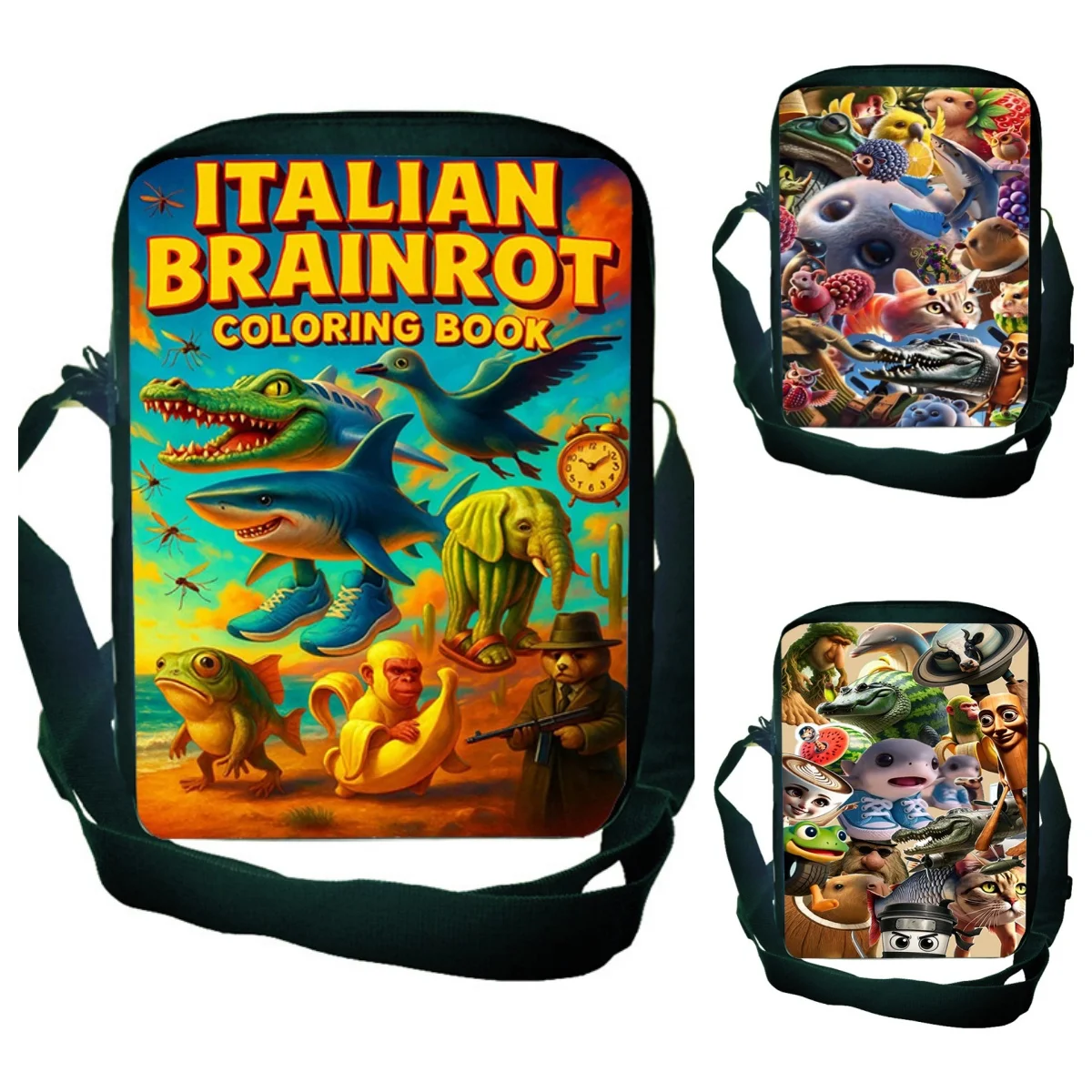 

Итальянская сумка через плечо Brainrot Fun Game, студенческая повседневная школьная сумка-саквояж Frigo Camelo Buffofardelle, сумка через плечо с 3D принтом