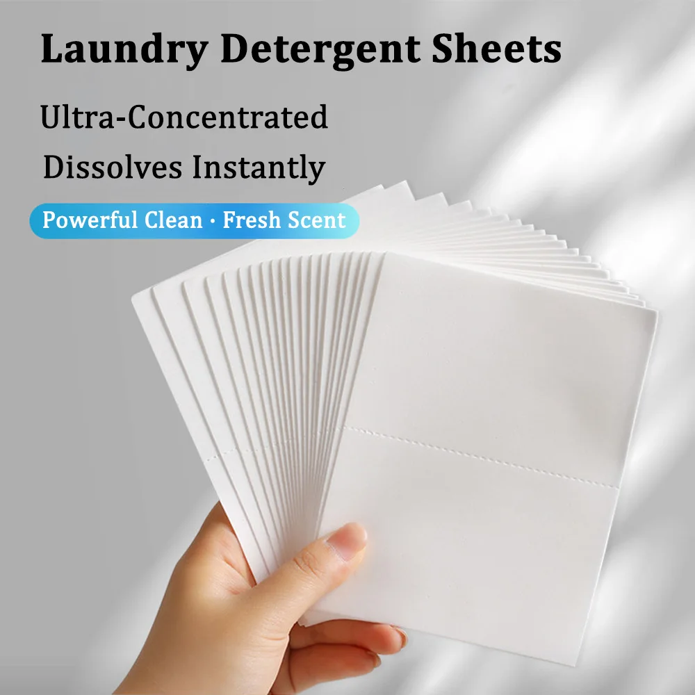 CASHAREYA Laundry Detergent Sheets Liquid-Free 80 Pcs Tearable 2-in-1 Design Concentrated Travel Laundry Paper Washing Machine