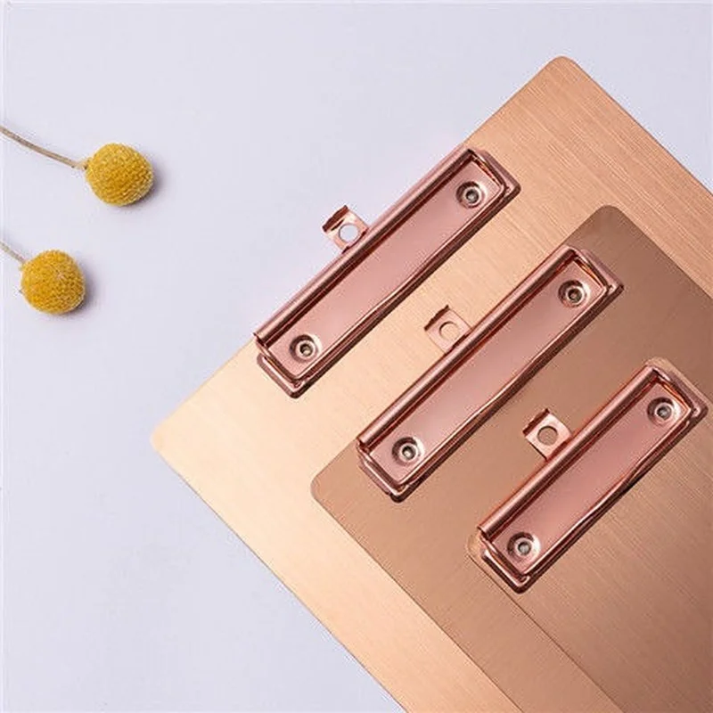 A4/a5 clipboard Stainless Steel Rose Gold Writing Signature Clipboard Metal Menu Clip/Bill Holder Small Business Supplies