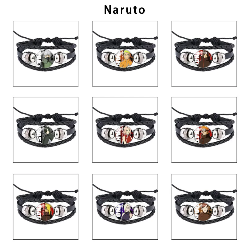Naruto Sharingan Lederarmband Anime Cosplay Punk gewebtes Seil Armband Unisex Student Geschenk Retro-Stil handgefertigter Schmuck