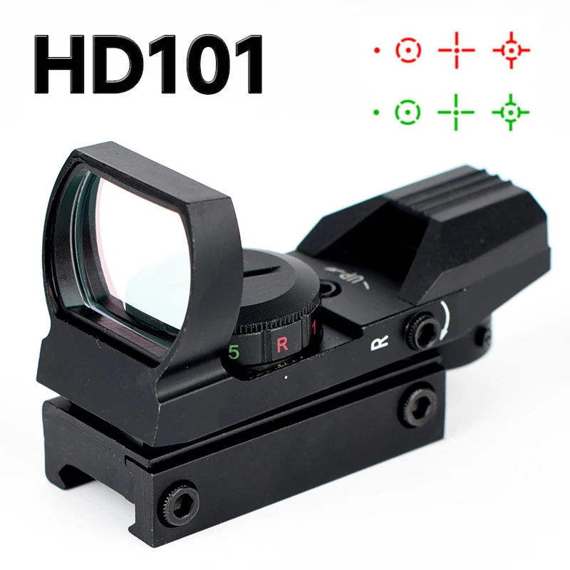 

HD101 Tactical Red Green Dot Sight Multifunctional Full Coating Metal Scope Adjustable Refle Illuminated Dot Pistol Riflescope