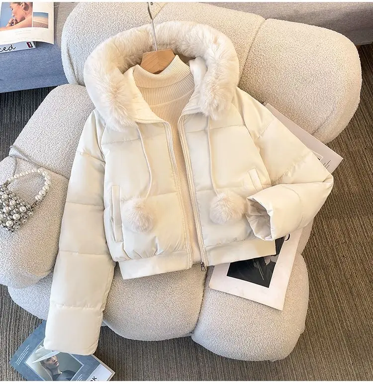 2025 winter new down cotton clothes women's short small thickened cotton clothes fashionable and warm