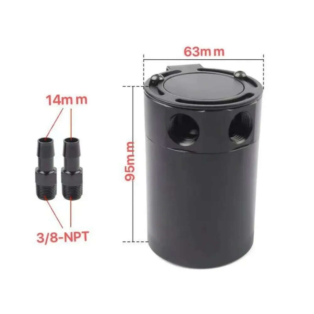 

2-port Partitioned Oil Storage Tank 150ml Automotive Aluminum Oil Storage Tank with Drain Valve Respirator Cylinder Filter Kit