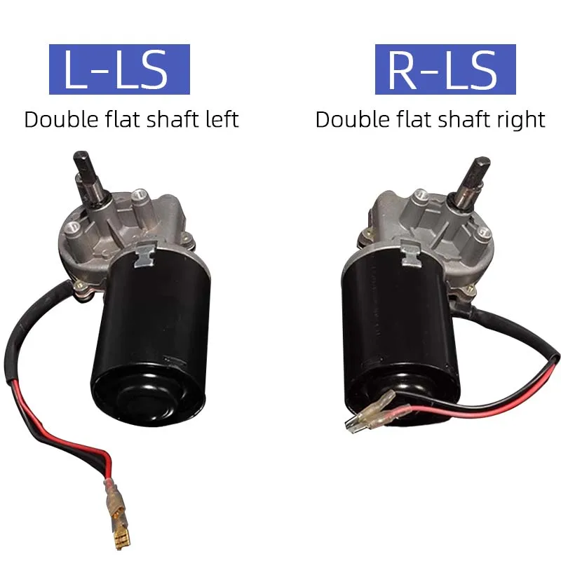 High Torque DC Worm Gear Reducer 30W 12V 24V Electric Reversible Metal Gear Motor 50RPM Right Angle Thread Double Flat Shaft