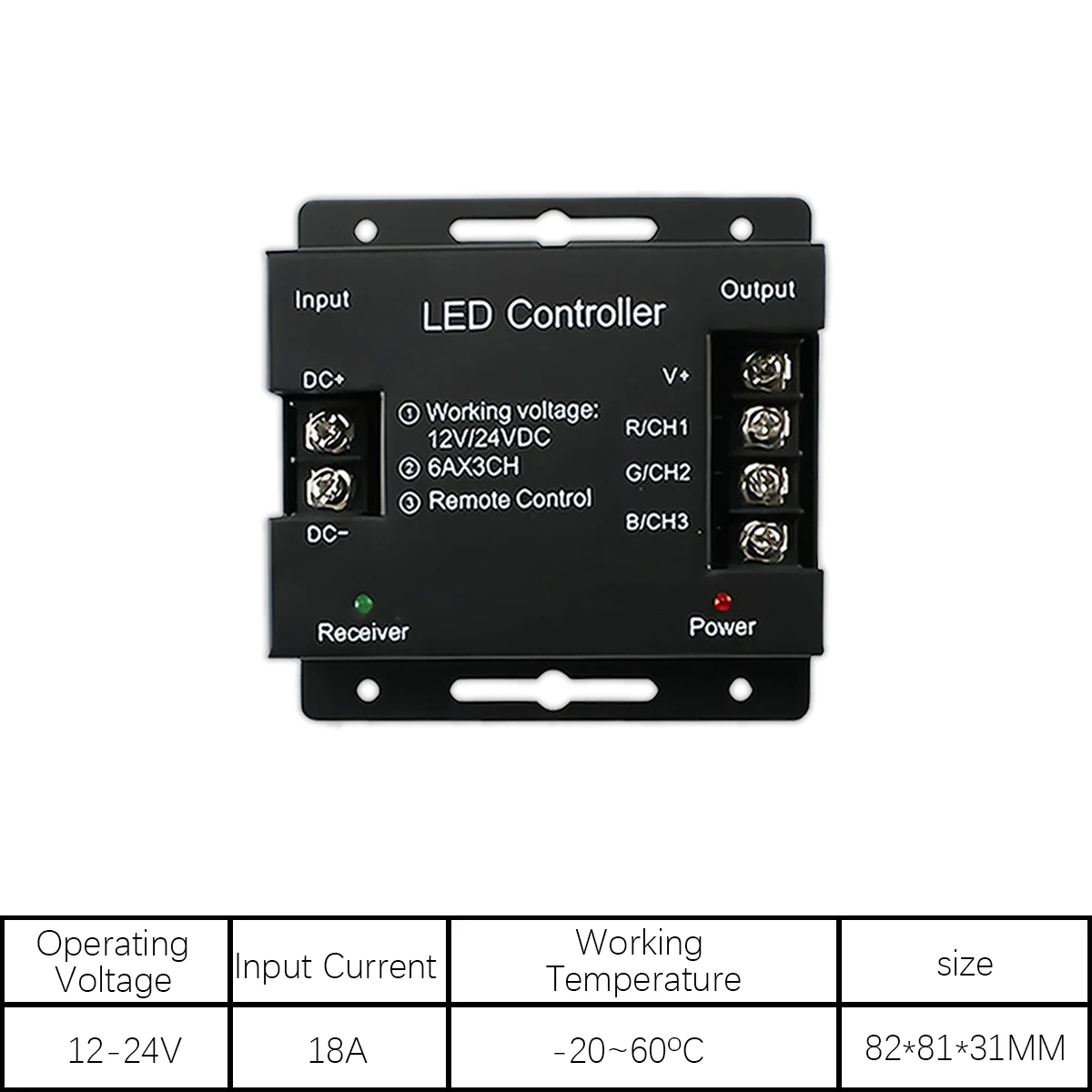 Contrôleur de variateur tactile RGB sans fil RF 18A – Module LED haute puissance pour systèmes d'éclairage de bande/panneau