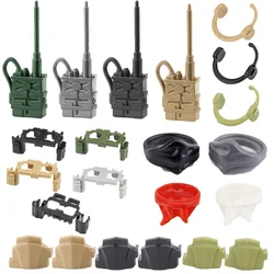 MOC WWII Military Figure Accessories Building Blocks Soldiers Face Scarf Tactical Belt Headphones Telegram Toys Children J031