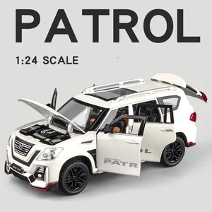 Nissan Patrol Offroad SUV Diecast Legierung Modellauto für Kinder, Sammelspielzeug, Eisenspielzeug, Klang und Licht, Jungenauto, C48, 1:24 10 Hauptverkaufskarren Eisen - №5